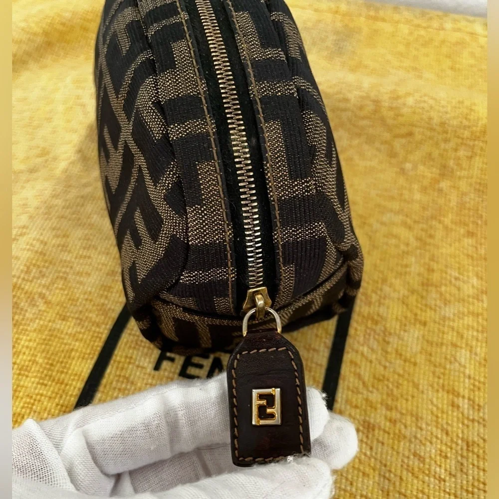 FENDI FF Zucca Monogram Cosmetic/Vanity Pouch Italy EUC Circa1980’s-1990’s